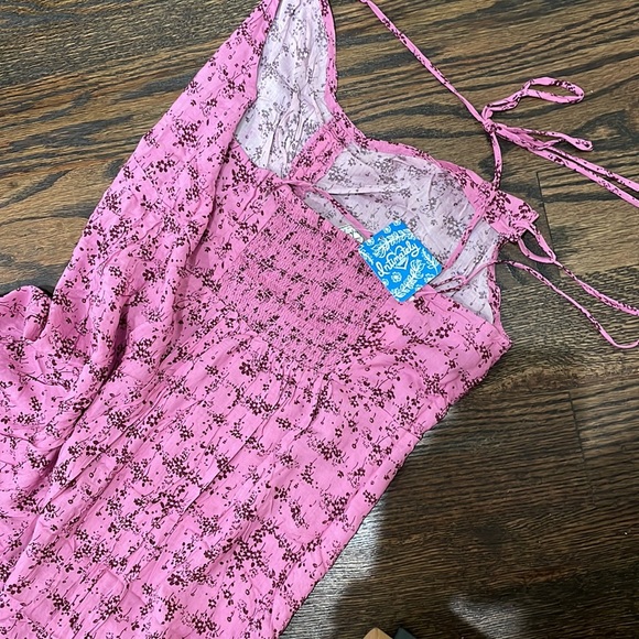 Free People Pink Caught Up Printed Slip Short Casual Dress - Picture 6 of 6